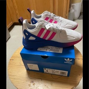 NIB Women’s Adidas ZX 2K Flux Gradient Sole - White Shock Pink 2020 Sz 5